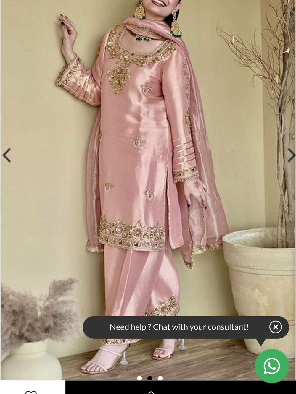 Girls' Embroidered Pink Traditional Dress with Dupatta